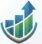 Gráfico de crescimento financeiro com seta ascendente e barras verdes e azuis.